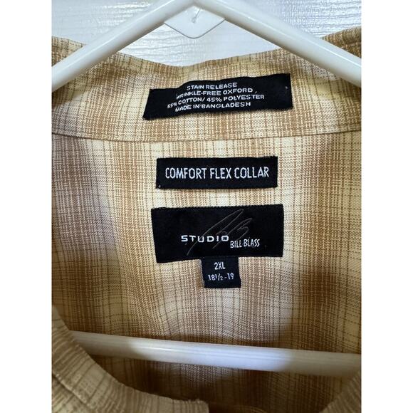 Studio Bill Blass Button Up Shirt Men's XXL 2XL Golden Brown Short Sleeve READ - Picture 3 of 7
